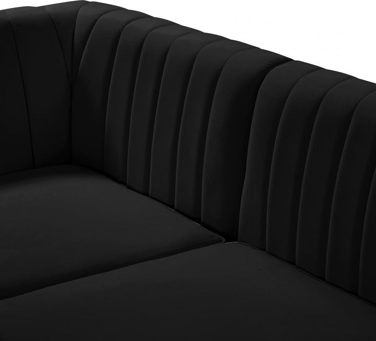 Alina Black Velvet Modular Armless Chair - 604Black-Armless - Vega Furniture