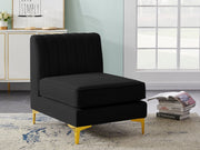 Alina Black Velvet Modular Armless Chair - 604Black-Armless - Vega Furniture