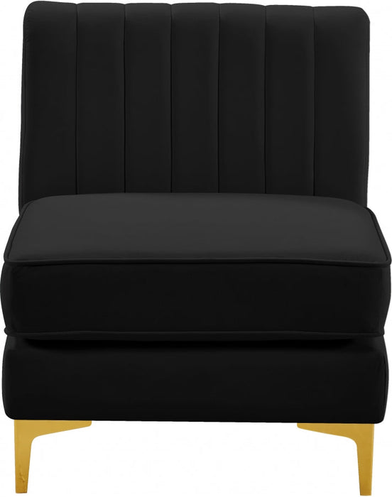 Alina Black Velvet Modular Armless Chair - 604Black-Armless - Vega Furniture