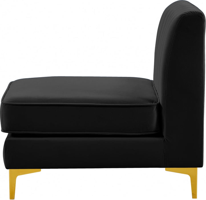 Alina Black Velvet Modular Armless Chair - 604Black-Armless - Vega Furniture