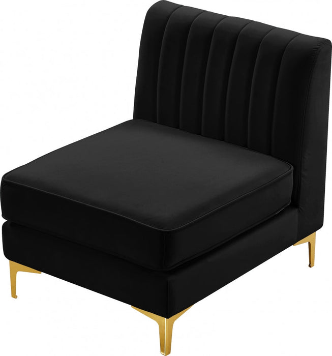 Alina Black Velvet Modular Armless Chair - 604Black-Armless - Vega Furniture