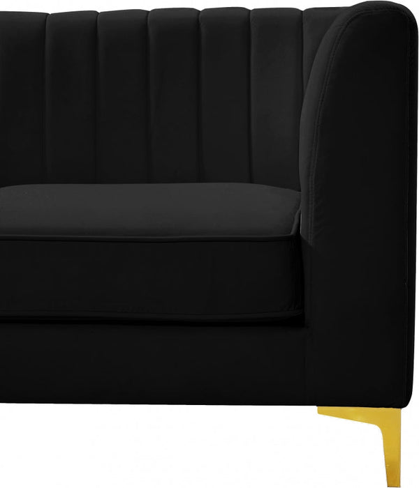 Alina Black Velvet Modular Corner Chair - 604Black-Corner - Vega Furniture