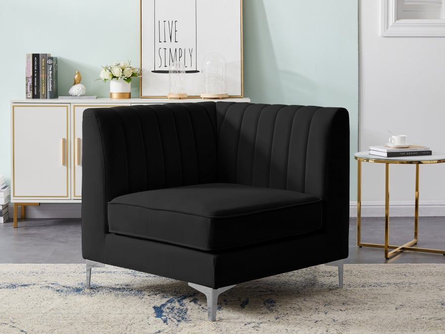 Alina Black Velvet Modular Corner Chair - 604Black-Corner - Vega Furniture