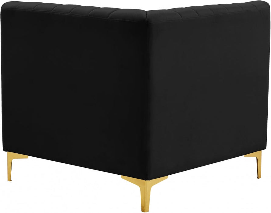 Alina Black Velvet Modular Corner Chair - 604Black-Corner - Vega Furniture