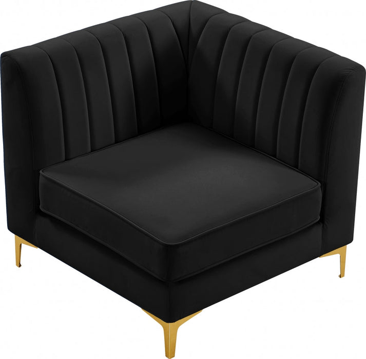 Alina Black Velvet Modular Corner Chair - 604Black-Corner - Vega Furniture