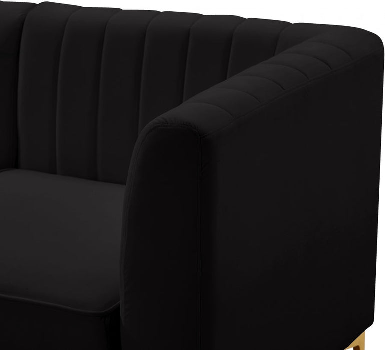 Alina Black Velvet Modular Corner Chair - 604Black-Corner - Vega Furniture
