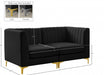 Alina Black Velvet Modular Loveseat - 604Black-S67 - Vega Furniture