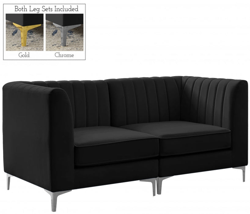 Alina Black Velvet Modular Loveseat - 604Black-S67 - Vega Furniture