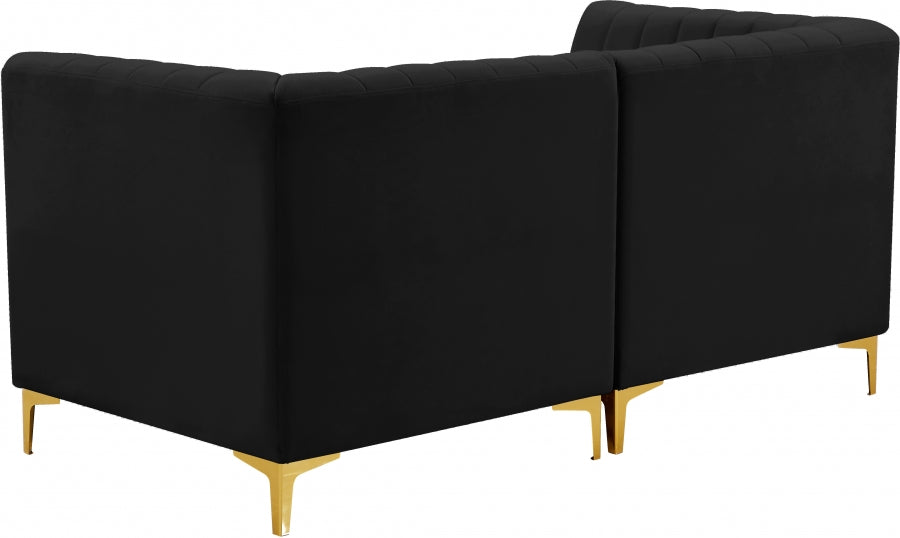 Alina Black Velvet Modular Loveseat - 604Black-S67 - Vega Furniture