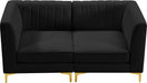 Alina Black Velvet Modular Loveseat - 604Black-S67 - Vega Furniture