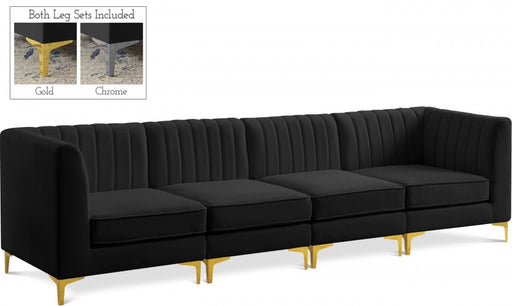 Alina Black Velvet Modular Sofa - 604Black-S119 - Vega Furniture