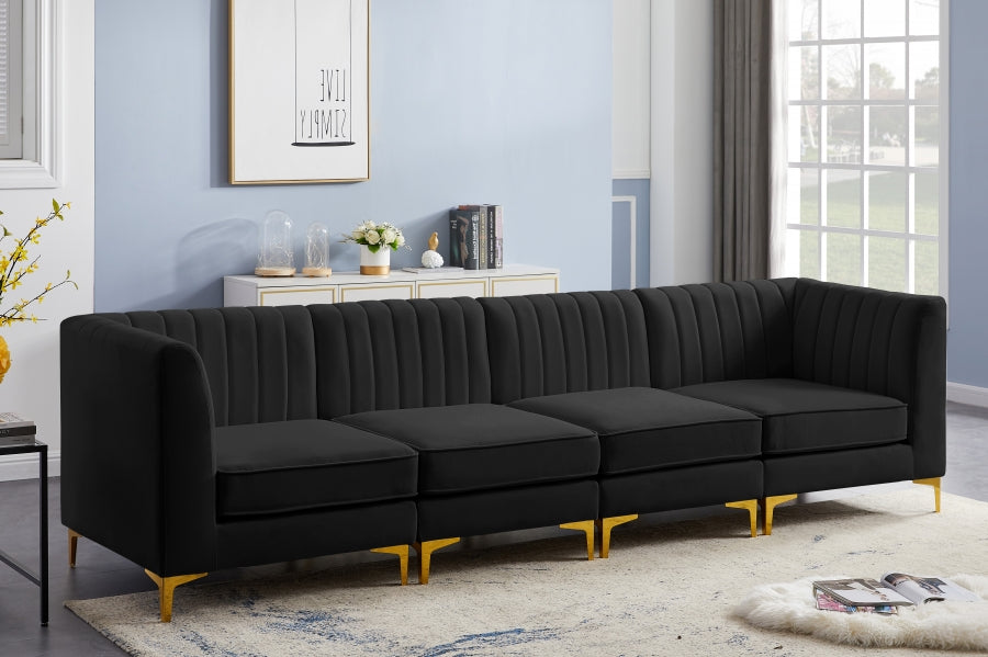 Alina Black Velvet Modular Sofa - 604Black-S119 - Vega Furniture