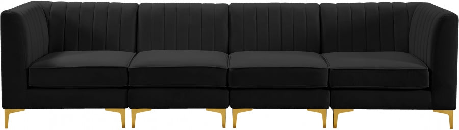 Alina Black Velvet Modular Sofa - 604Black-S119 - Vega Furniture