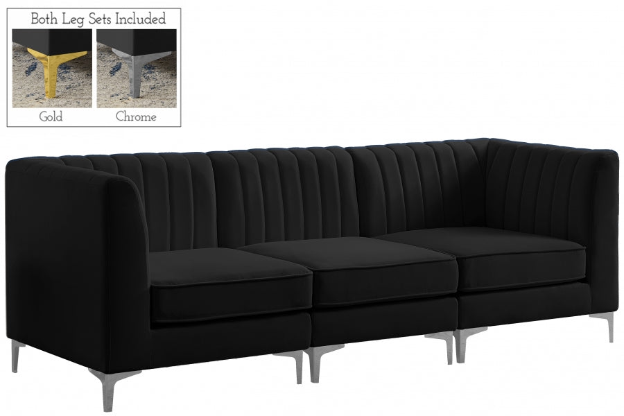 Alina Black Velvet Modular Sofa - 604Black-S93 - Vega Furniture