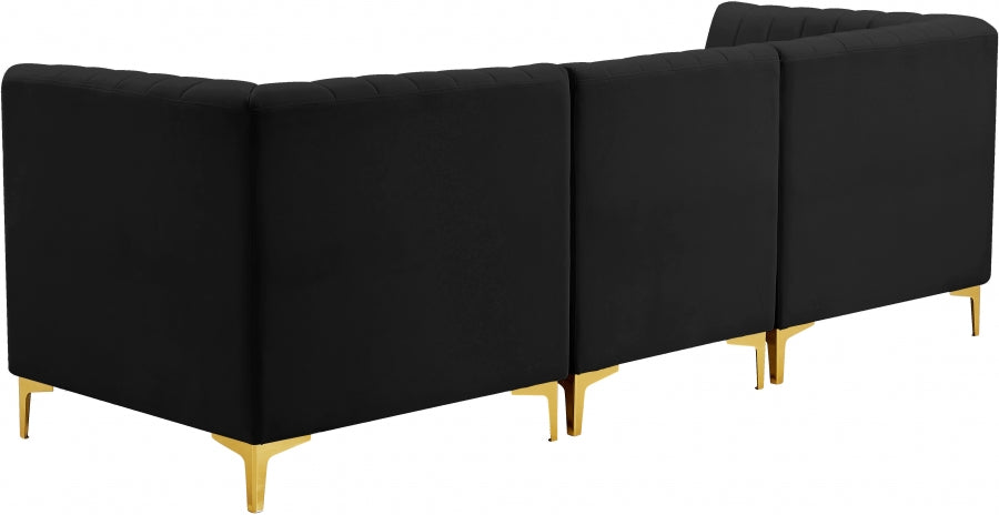 Alina Black Velvet Modular Sofa - 604Black-S93 - Vega Furniture