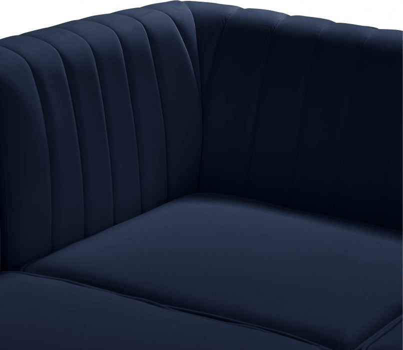 Alina Blue Velvet Modular Armless Chair - 604Navy-Armless - Vega Furniture