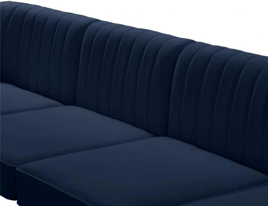 Alina Blue Velvet Modular Armless Chair - 604Navy-Armless - Vega Furniture