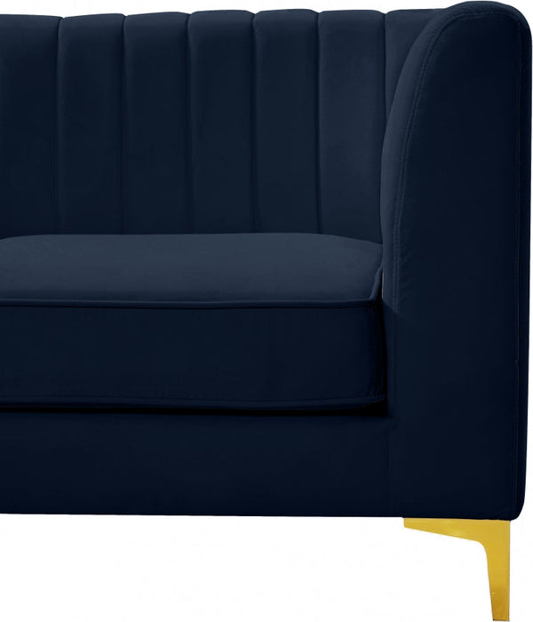 Alina Blue Velvet Modular Armless Chair - 604Navy-Armless - Vega Furniture