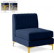 Alina Blue Velvet Modular Armless Chair - 604Navy-Armless - Vega Furniture