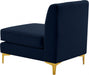 Alina Blue Velvet Modular Armless Chair - 604Navy-Armless - Vega Furniture