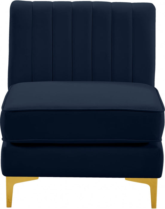 Alina Blue Velvet Modular Armless Chair - 604Navy-Armless - Vega Furniture