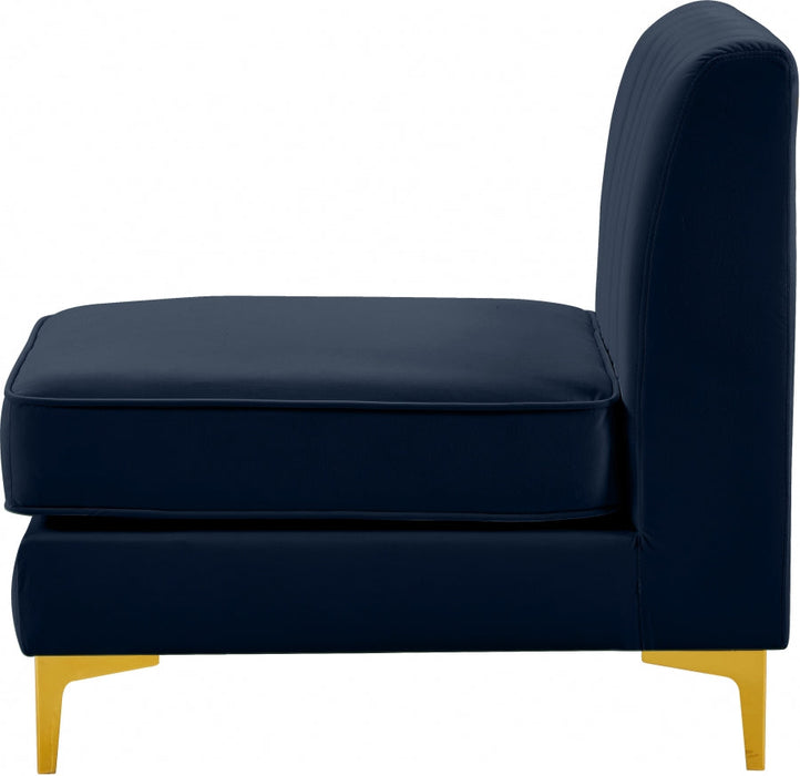 Alina Blue Velvet Modular Armless Chair - 604Navy-Armless - Vega Furniture