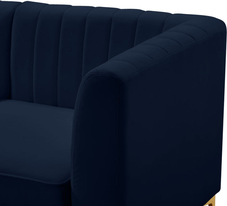 Alina Blue Velvet Modular Armless Chair - 604Navy-Armless - Vega Furniture