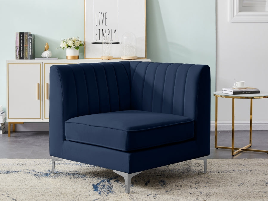 Alina Blue Velvet Modular Corner Chair - 604Navy-Corner - Vega Furniture