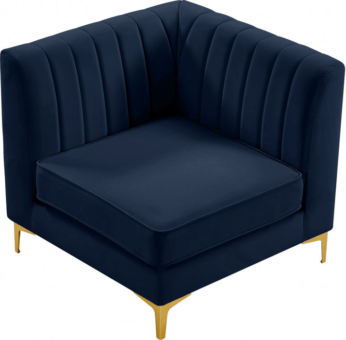 Alina Blue Velvet Modular Corner Chair - 604Navy-Corner - Vega Furniture