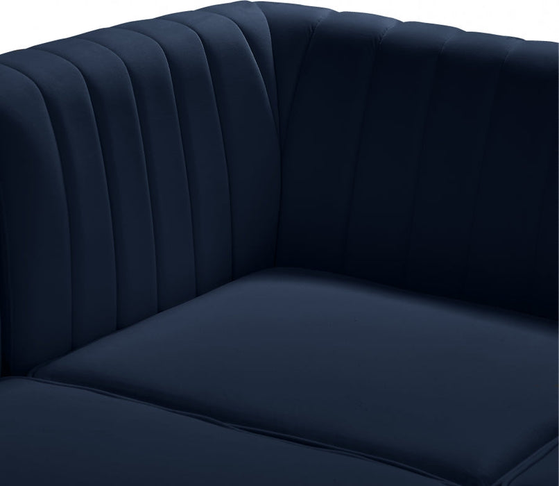 Alina Blue Velvet Modular Loveseat - 604Navy-S67 - Vega Furniture
