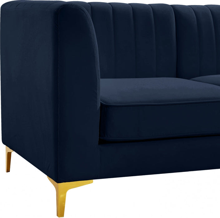 Alina Blue Velvet Modular Loveseat - 604Navy-S67 - Vega Furniture