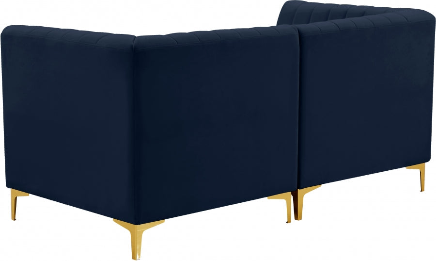 Alina Blue Velvet Modular Loveseat - 604Navy-S67 - Vega Furniture