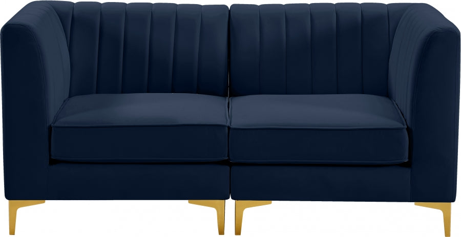 Alina Blue Velvet Modular Loveseat - 604Navy-S67 - Vega Furniture