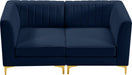 Alina Blue Velvet Modular Loveseat - 604Navy-S67 - Vega Furniture