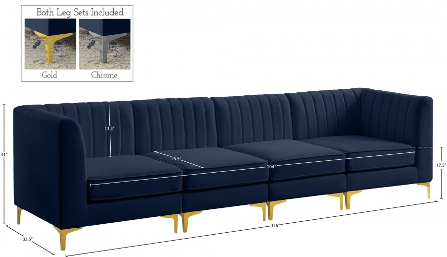 Alina Blue Velvet Modular Sofa - 604Navy-S119 - Vega Furniture