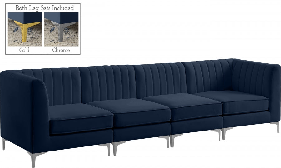 Alina Blue Velvet Modular Sofa - 604Navy-S119 - Vega Furniture