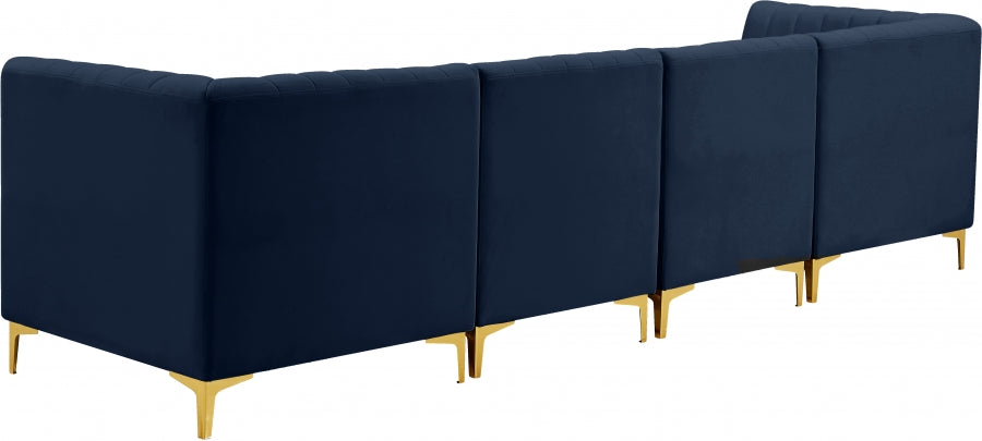 Alina Blue Velvet Modular Sofa - 604Navy-S119 - Vega Furniture