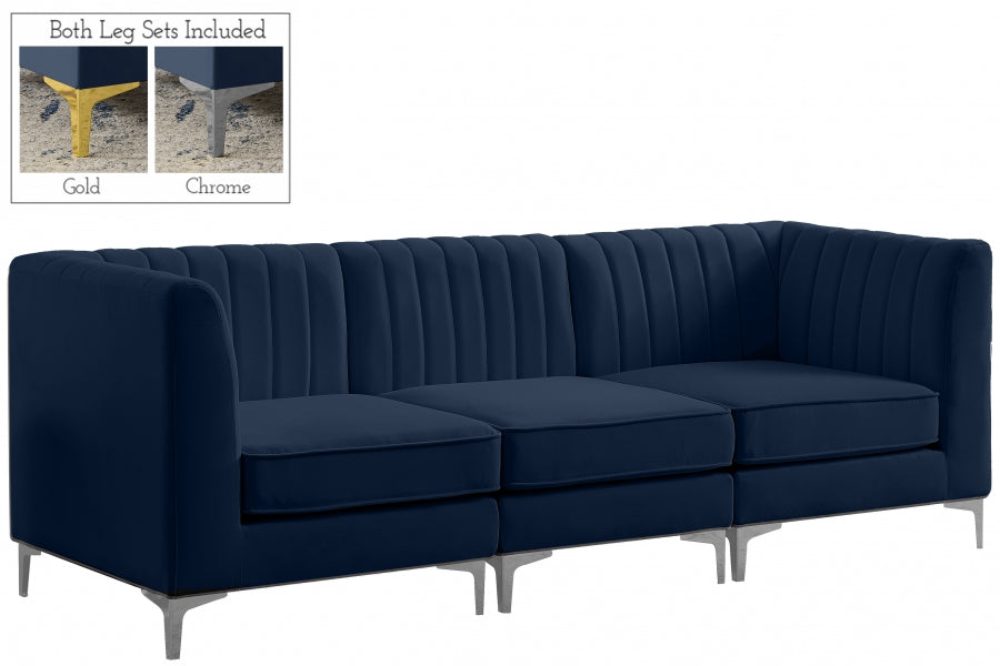 Alina Blue Velvet Modular Sofa - 604Navy-S93 - Vega Furniture