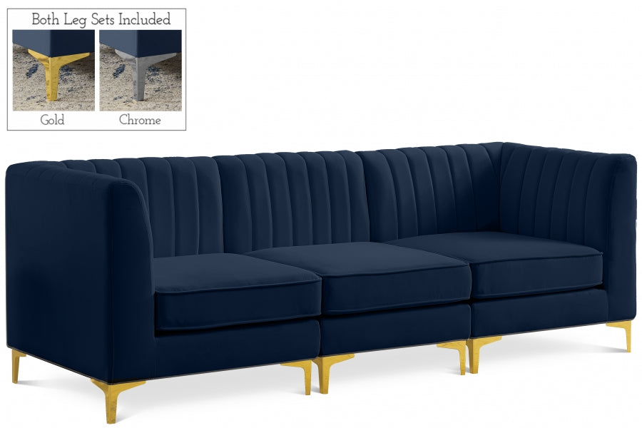 Alina Blue Velvet Modular Sofa - 604Navy-S93 - Vega Furniture