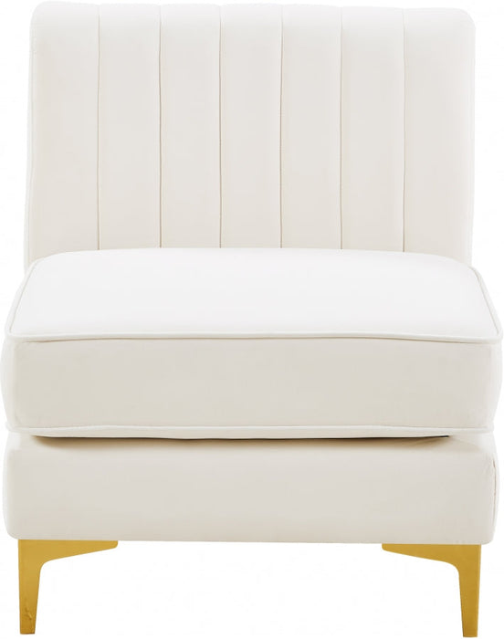 Alina Cream Velvet Modular Armless Chair - 604Cream-Armless - Vega Furniture