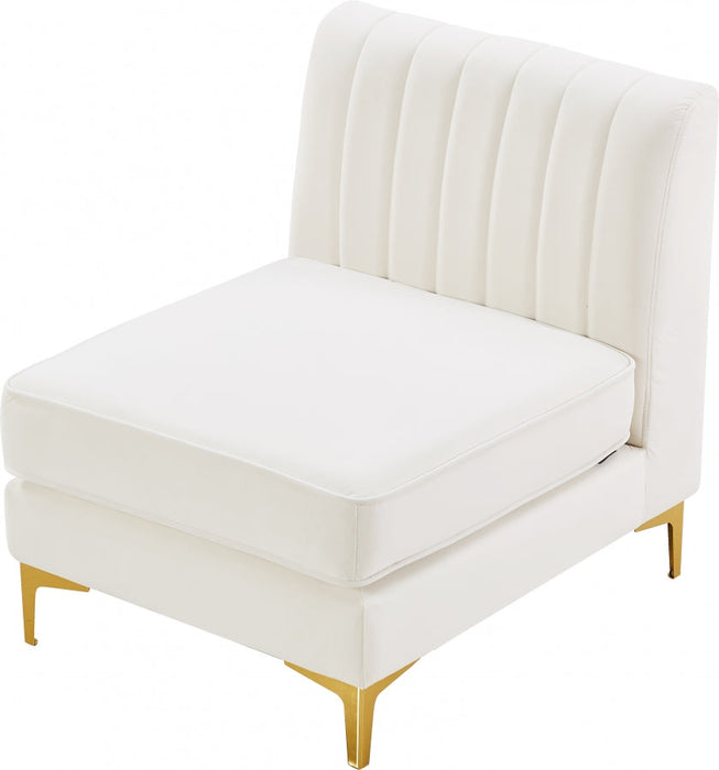 Alina Cream Velvet Modular Armless Chair - 604Cream-Armless - Vega Furniture