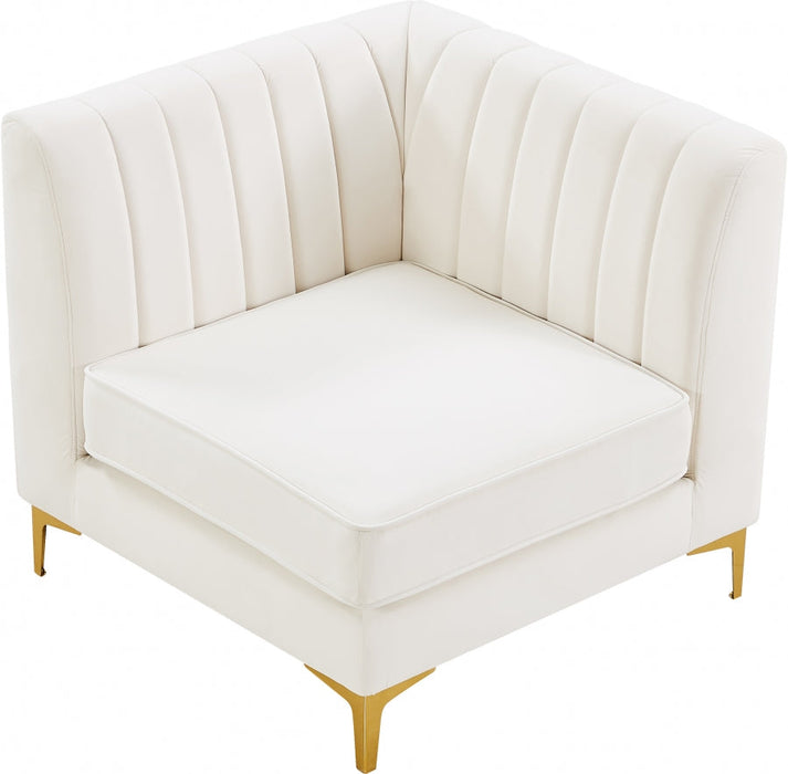 Alina Cream Velvet Modular Corner Chair - 604Cream-Corner - Vega Furniture