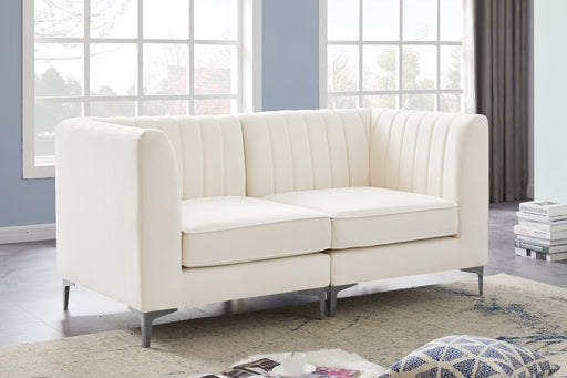 Alina Cream Velvet Modular Loveseat - 604Cream-S67 - Vega Furniture