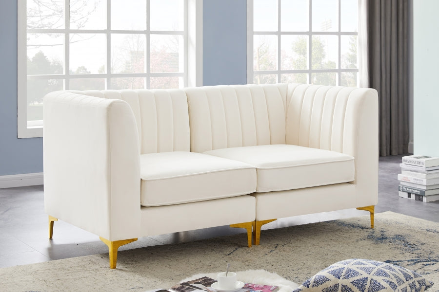 Alina Cream Velvet Modular Loveseat - 604Cream-S67 - Vega Furniture