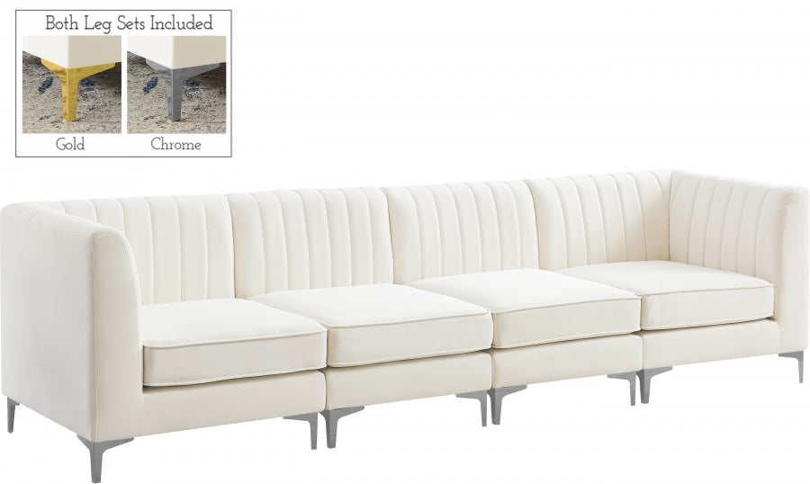 Alina Cream Velvet Modular Sofa - 604Cream-S119 - Vega Furniture