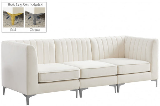 Alina Cream Velvet Modular Sofa - 604Cream-S93 - Vega Furniture