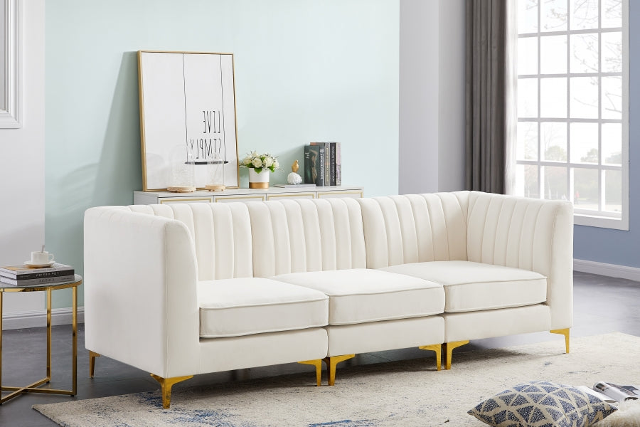 Alina Cream Velvet Modular Sofa - 604Cream-S93 - Vega Furniture