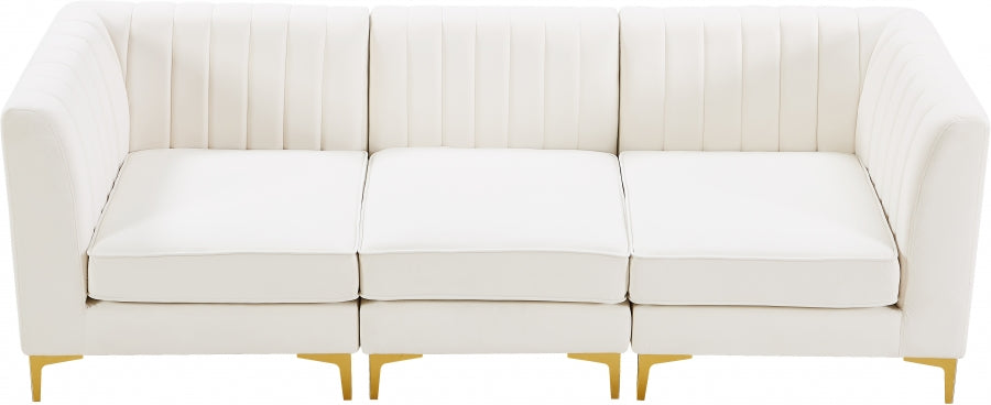 Alina Cream Velvet Modular Sofa - 604Cream-S93 - Vega Furniture