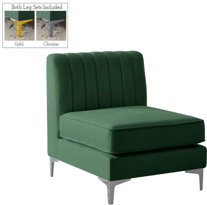 Alina Green Velvet Modular Armless Chair - 604Green-Armless - Vega Furniture