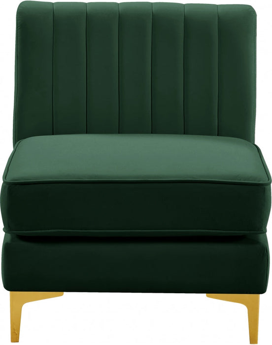 Alina Green Velvet Modular Armless Chair - 604Green-Armless - Vega Furniture